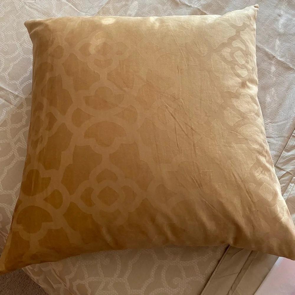 2 AVAILABLE- Z Gallerie Oversized Gold Damask Euro Down Pillow